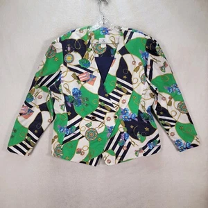 Blazer donna vintage CB verde bandiera portoricana massimalista raro taglie forti 18WP - Foto 1 di 22