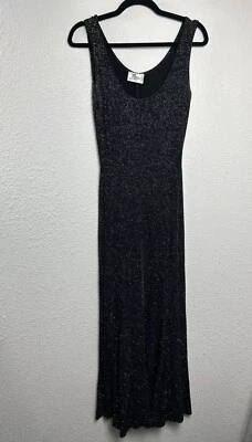 Vintage Wild Cat Metallic Black Gown Size S Sleeveless Sparkle Dark Romantic USA - Image 1 of 4