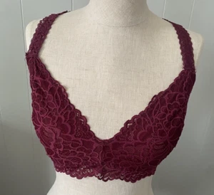 Xhilaration Women's burgundy Lace Bralette Bra Wireless ~Large - Picture 1 of 6