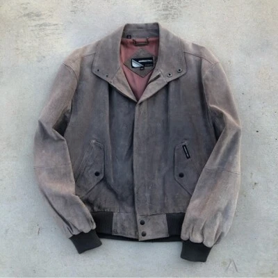 Chaqueta Bomber Años 80 De Colección Solo Miembros Gamuza Gris Cremallera - Talla Para Hombre 44 Foto 1 de 4