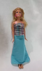 Mattel Barbie Doll in Pink Blue Plaid Cami-Tank w/Light Blue Long Skirt 1999 Toy - Picture 1 of 6