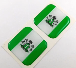 Nigeria Flag Square Domed Decal car bike gel stickers 1.5" 2pc - Bild 1 von 2