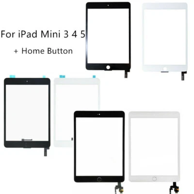 For iPad Mini 3 4 5 Touch Screen Digitizer Lens Glass Replacement + Home Button - Image 1 of 4