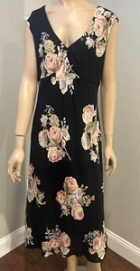Lauren Ralph Lauren Summer Dress 100% Silk Floral Green Label Sz 14 Y2K - Picture 1 of 7