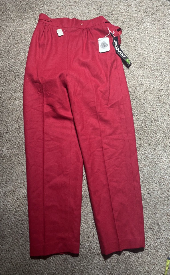 VINTAGE NEW W TAGS Women's vintage USA red wool pants LINED Size 11/12 Pant-her - Image 1 of 4