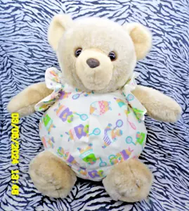 P16/ AJENA VINTAGE DOUDOU PELUCHE OURS BOULE CORPS EN TISSU TENNIS 37CM TTBE - Foto 1 di 4