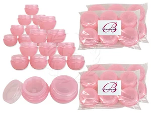 24 Pieces 10 Gram/10ml Pink Round Frosted Sample Jars with Inner Liner and Lid - Picture 1 of 1