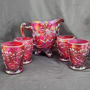 FENTON WATER SET Frank Fenton Commemorative RUBY CARNIVAL 1909RN - Picture 1 of 20