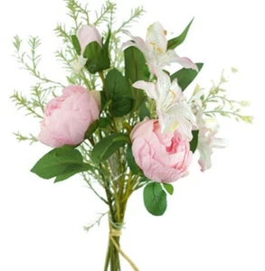 8Pcs Artificial Pink Lily/Peony Bouquet 47cm Stem Flowers Wedding & Party Decor - Picture 1 of 4