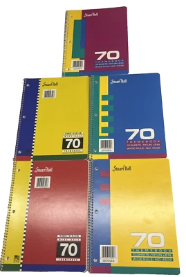 Vintage Spiral Notebook Lot of 10 Color Block 90s Stuart Hall 1992 Wide Rule - Image 1 of 4