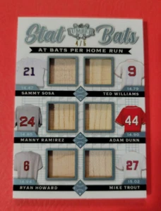 TED WILLIAMS Mike Trout SAMMY SOSA Adam Dunn Howard 6 Bat CARD #d4/6 LEAF LUMBER - Picture 1 of 2