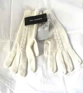 NWT FORTE CASHMERE IVORY CASHMERE FAUX PEARL ACCENT GLOVES ONE SIZE - Picture 1 of 4