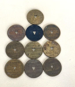 ZEHN 1922 PITTSBURGH RAILWAYS CO. TRANSIT GOOD FOR ONE TARIFMARKEN - Bild 1 von 5