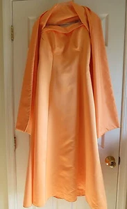 Ladies formal gown Prom Bridal size 14 orange removeable straps with scarf - Picture 1 of 4
