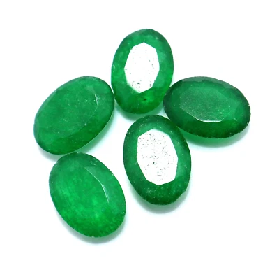 Green Emerald 22 Ct Lab-Created Colombian Oval Cut Certified Loose Gemstone Lot - Image 1 of 4
