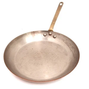Bratpfanne Kupfer Edelstahl Pfanne Frankreich 265 mm rund Messing Griff Inox - Bild 1 von 4