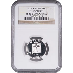 2008-S Silver New Mexico State Quarter - Proof ~ NGC PF 69 ULTRA CAMEO - Picture 1 of 2