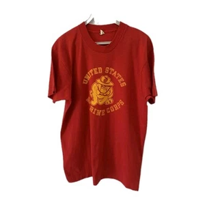 Vtg USMC Marine Corps T-Shirt XL Red Screen Stars USA Made 80s 50/50 #67 - Picture 1 of 7