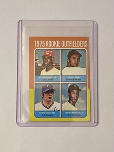 1975 Topps Mini - 1975 Rookie Outfielders Fred Lynn, Terry Whitfield, Tom... - Imagen 1 de 4