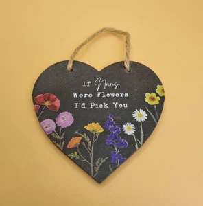 Corazón de pizarra colgante "Si mamá fuera flores te elegiría" decoración amor - Imagen 1 de 2