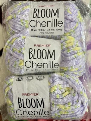 3 skeins of Premier Bloom Chenille 100% Polyester Yarn Super Bulky #6 Geranium - Image 1 of 3