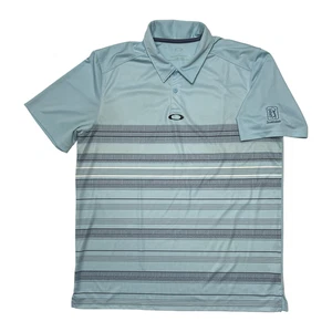 Oakley Polo Shirt Mens Large Blue Striped Golf TPC Scottsdale Performance - Picture 1 of 7