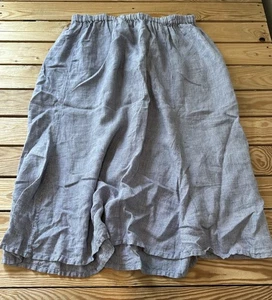 Flachs By Jeanne Engelhart Damen Leinen Karo Midi Rock Gr. 3G Blau L2 - Bild 1 von 6