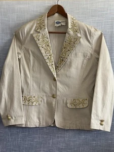 Southwestern Cowgirls Denim Jacket Blazer NWOT DJ Gold Lace Studs & Rhinestones - Picture 1 of 4