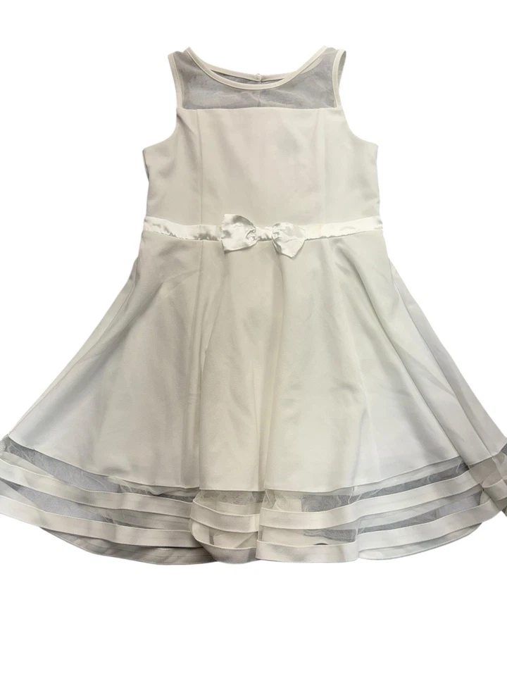 Vestido de fiesta Calvin Klein 16 dobladillo de malla batido crema talla 16 Foto 1 de 4