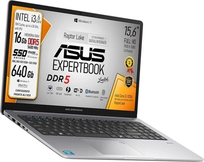 ASUS Expertbook PC Portatile Intel Core i3 1315U ram 16gb Nvme 640Gb windows 11 - Immagine 1 di 4