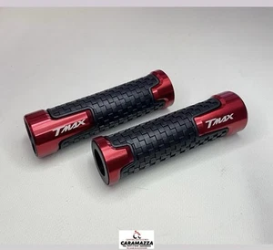 COPPIA MANOPOLE NERO/ROSSO CON LOGO T-MAX PER YAMAHA TMAX 500-530-560 - Foto 1 di 6