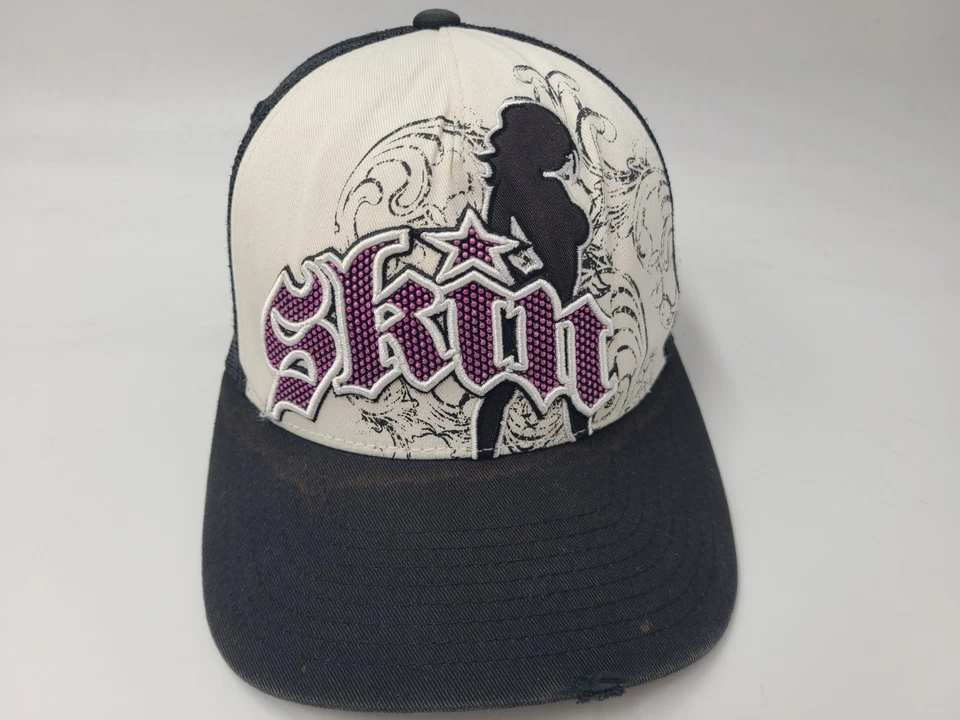 Mujeres Skin Industries Malla Envejecida Camionero Snapback Gorra Gorra Blanca Negra Rosa Foto 1 de 4
