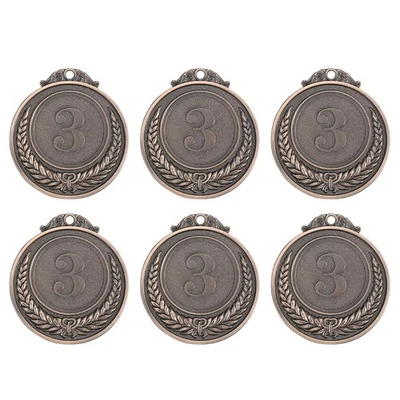 6Pcs 3rd Award Medals, Round Flat Metal Medals with Wheat Pattern, Copper Foto 1 de 4