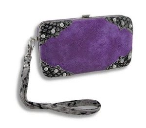 Zeckos Glossy Vinyl iPhone 5 5s Wallet Wristlet with Snakeskin Trim - Picture 1 of 2