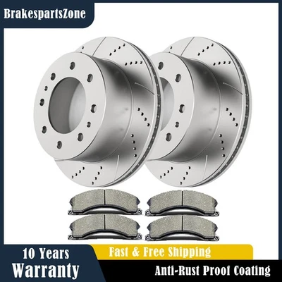 Kit de pastillas de rotores de freno traseros aptos para GMC Sierra 2500 HD 3500 HD 2011-2019 perforadas Foto 1 de 4