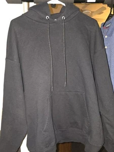 Vintage Hanes Ultimate Cotton Printpro Hoodie -Black - Size Large (42-44) Heavy - Picture 1 of 3