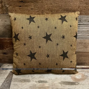 Primitive hellbraun mit schwarzen Sternen 12 x 12 Zoll dekoratives Kissen - Bild 1 von 4