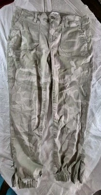 PAIGE Mayslie Jogger in Faded Beige Camo Ankle Zippers Stretchy Jeans Size 34x26 - Image 1 of 4