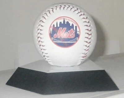 Pelota oficial de béisbol de los New York Mets MLB Rawlings con soporte muy buena Foto 1 de 4