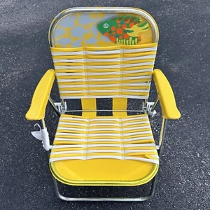 Kids Garden Oasis Vinyl PVC Jelly Tube Folding Beach Lawn Chair Yellow W/ Fish - Picture 1 of 8