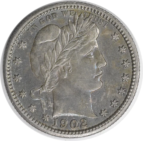 1902 Barber Silver Quarter AU Slider Uncertified #131 Cover