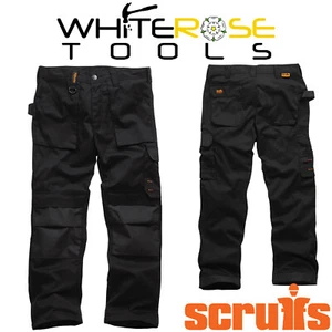 Scruffs Worker Work Trousers Black Regular Fit Cargo Pocket Hammer Loop - Picture 1 of 8