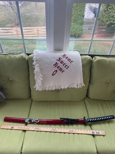 40“ VINTAGE SAMURAI SWORD RED WOOD SHEATH AND WRAPPED HANDLE EXQUISITE BEAUTY - Picture 1 of 9
