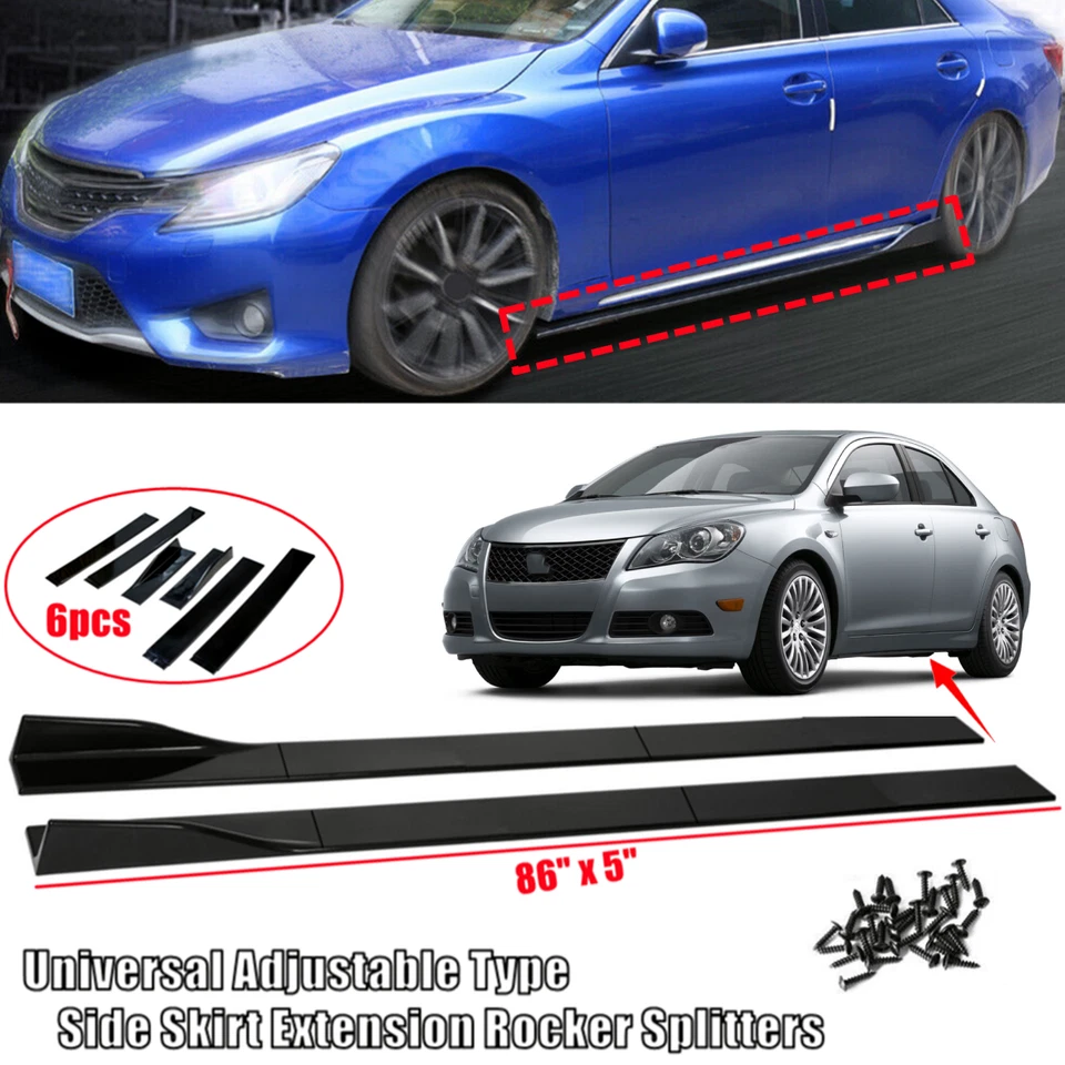86" Universal Side Skirt Rocker Panel Body Kit Lip Splitter For Suzuki Kizashi Foto 1 de 4