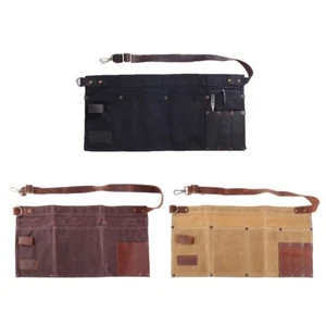 Multi-Pocket Schürze für Damen Echtleder Canvas halbe Tasche Schürze Kellnerin - Bild 1 von 10