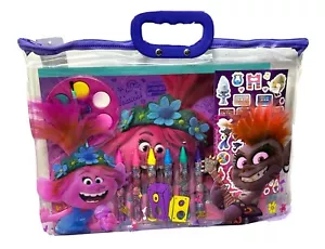 New Dreamworks Trolls World Tour 12 Piece Drawing Painting Set with Clear Tote - Picture 1 of 9