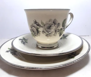 Trío de té rosa negra Kjøbenhavns Porcellain Maleri Vallø años 30 vintage KPM - Imagen 1 de 6