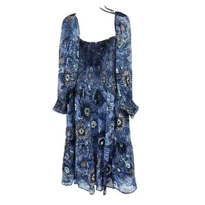 NWT Sz 20 Vince Camuto Blue Floral Midi Dress. On/off Shoulder. Elastic Bodice - Picture 1 of 4