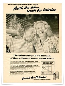 Anuncio impreso Listerine enjuague bucal terminar el trabajo de colección 1959 anuncio de papel de periódico - Imagen 1 de 4