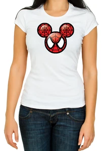 Spider Mickey, Mickey Mouse, Woman short sleeve 3/4 White T-Shirt K1026 - Picture 1 of 3